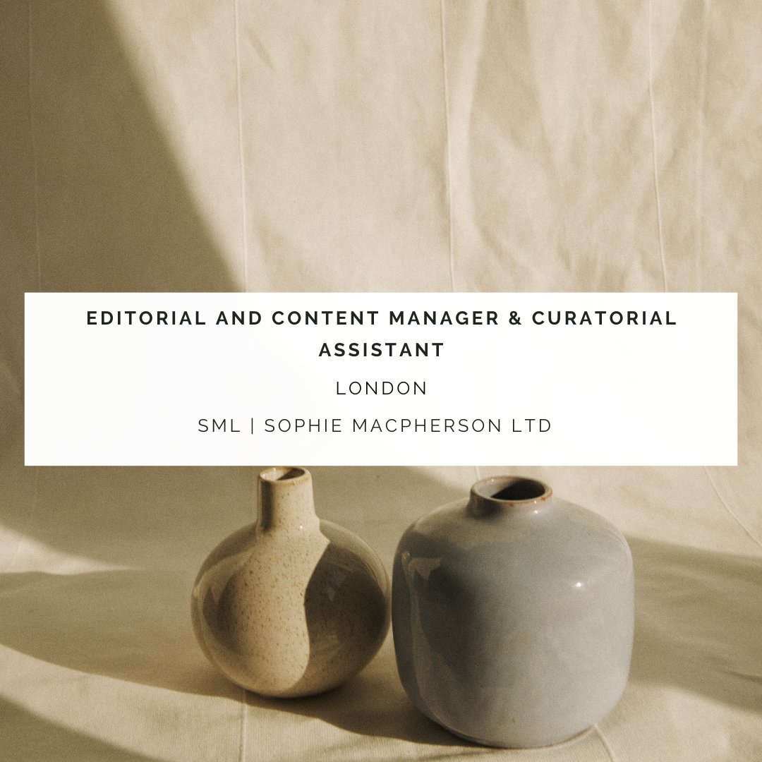 Editorial and Content Manager &amp; Curatorial Assistant, Gallery, London 

Get in touch loom.ly/zi3YCqc

#gallery #artjobs #newroles #SML #london