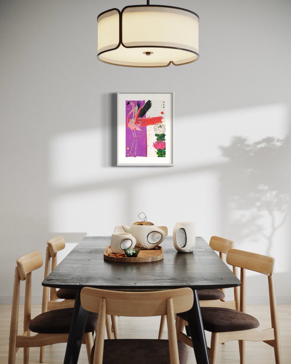 Art director <a href="/yohanbigthings/">Yohan | Arkpian</a> suggests matching.    
Sarah Beetson’s <a href="/sarahbeetson/">Sarah Beetson</a> 
100 Limited special edition 
"𝑭𝒍𝒂𝒎𝒊𝒏𝒈𝒐 𝑷𝒓𝒐𝒕𝒆𝒂" 
artwork with your Dining Room deco.     
Detail info jnjohn.com/sarahbeetson   
Coming soon on <a href="/Aptos/">Aptos</a>
#getart #sarahbeetson