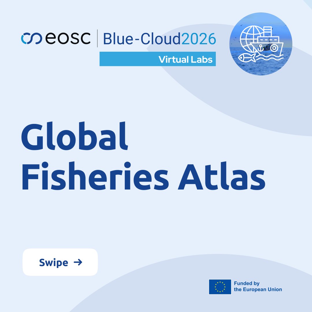 BlueCloudEU's tweet image. 🐟 Fisheries data can be hard to access, but the Global Fisheries Atlas #VLab is changing that!

#BlueCloud2026 provides a single, FAIR-compliant portal to discover and understand global fish stocks and fisheries 🌍

Learn more in our factsheet! ➡️ shorturl.at/2MBJ5