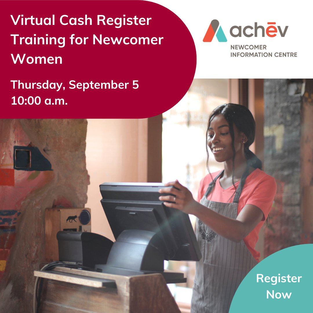 achev_ca's tweet image. Are you a newcomer woman and want to improve your employability in Canada’s grocery and retail industries? Attend our free Virtual Cash Register Training on September 5 at 10 a.m. Register now: bit.ly/47aS4mL 

#newcomer #women #CashRegister #Training