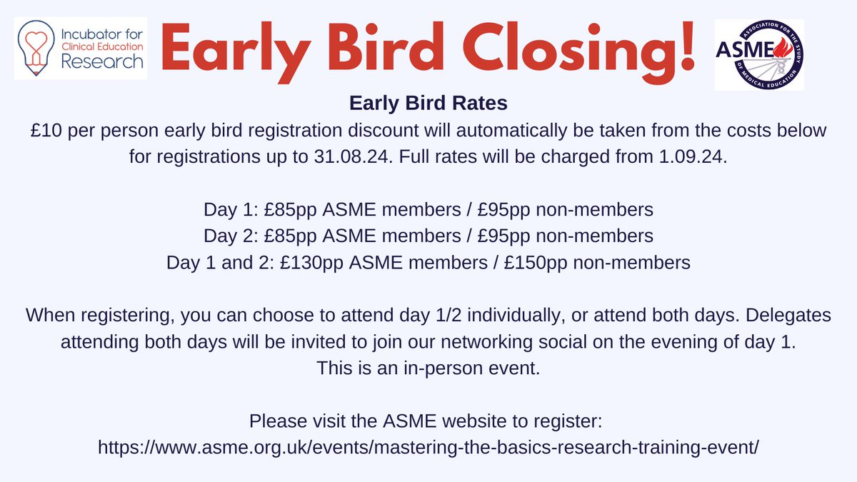 Early Bird Rate Closing! 31st August 2024⏳⏳
Mastering the Basics - Research Training Event
Find out more &amp; register here: asme.org.uk/events/masteri…