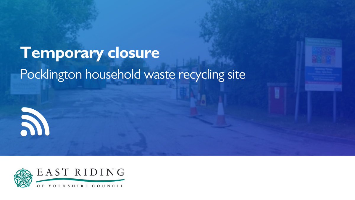 From Monday 23 September the Pocklington household waste recycling site will be closed for eleven weeks for essential improvements.
It is scheduled to reopen on 7 December. The nearest alternative household waste recycling site is at Market Weighton.
orlo.uk/4porE