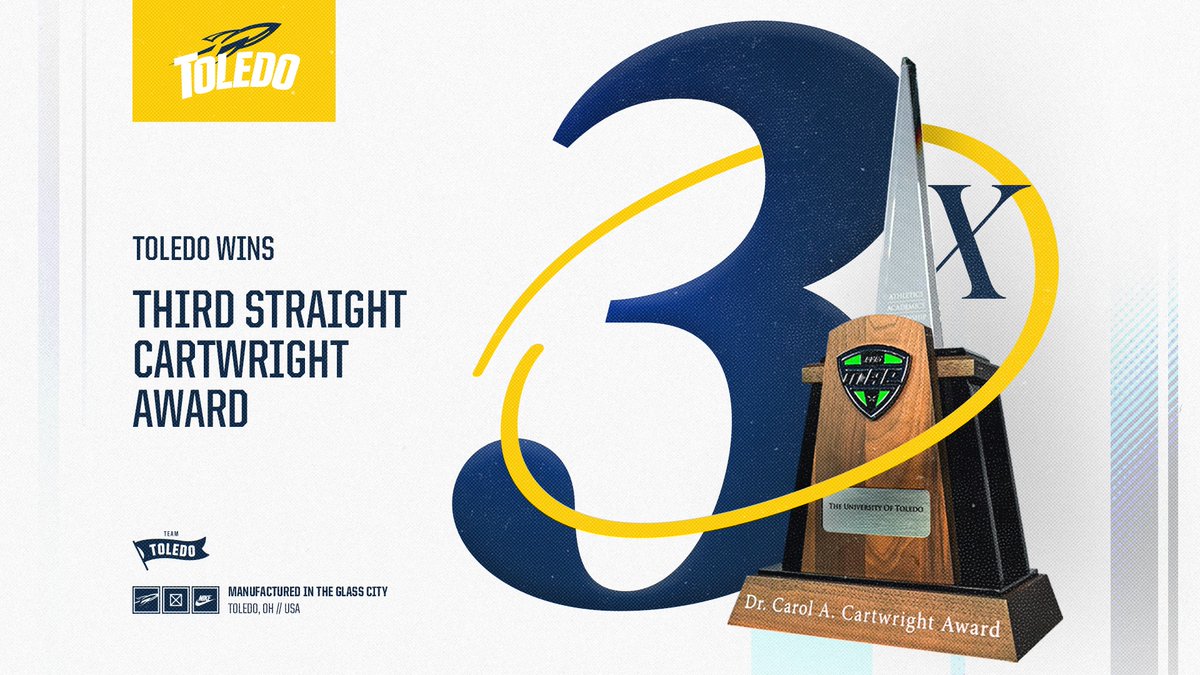 ToledoRockets's tweet image. Rockets win Cartwright Award as top overall MAC school for unprecedented third consecutive year! 

📰 utrockets.com/CartwrightAwar…

#TeamToledo | @MACSports