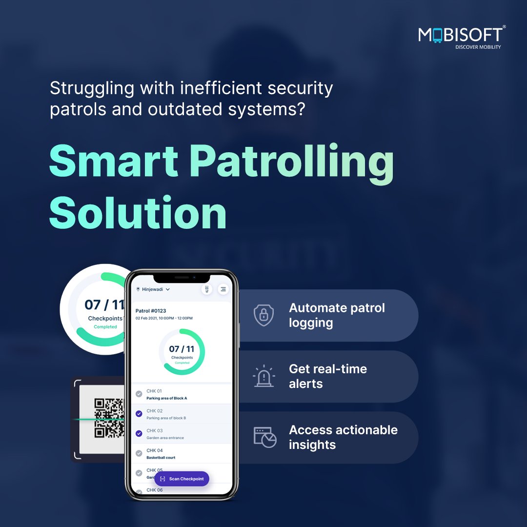 MobisoftInfo's tweet image. Outdated security patrols? Mobisoft Infotech’s Smart Patrolling Solution automates logging, provides real-time alerts, and enhances safety. 🔗 Learn more: mobisoftinfotech.com/products/smart… #SmartPatrolling #SecuritySolutions #efficiencyboost