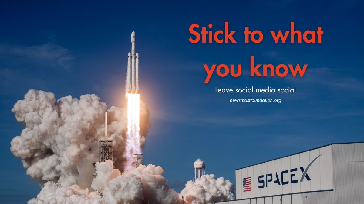 As our favourite Wildcats from East High once said, "Stick to the stuff you know".

Elon, this one goes out to you 🎤 

If you want to try out a more social version of social media, check out the decentralised fediverse.

#Fediverse #LeaveX #SpaceX