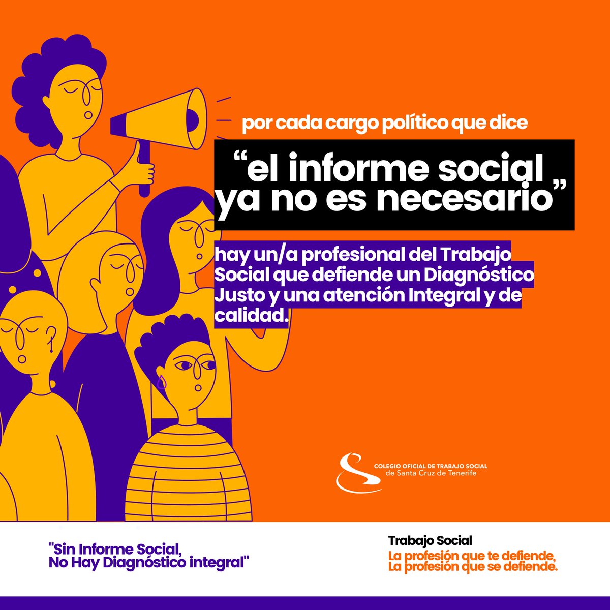🧡 | 𝐈𝐧𝐟𝐨𝐫𝐦𝐞 𝐒𝐨𝐜𝐢𝐚𝐥 

Por cada cargo político que dice que "el informe social" ya no es necesario, hay un/a profesional del #TrabajoSocial que defiende un diagnóstico justo y una atención integral y de calidad.