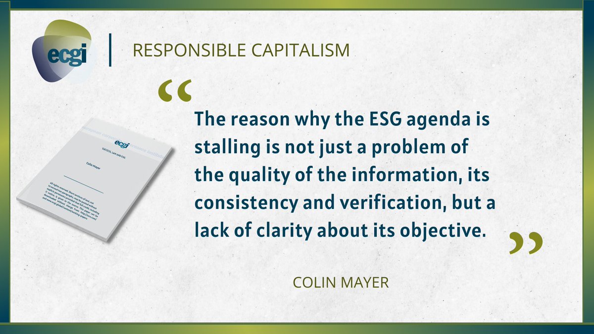 📗Success, Law and ESG: mailchi.mp/ecgi/795
👥Colin Mayer, <a href="/UniofOxford/">University of Oxford</a> and <a href="/ecgiorg/">ECGI</a>
#ecgiwp <a href="/SSRN/">SSRN</a>  #responsiblecapitalism #ESG