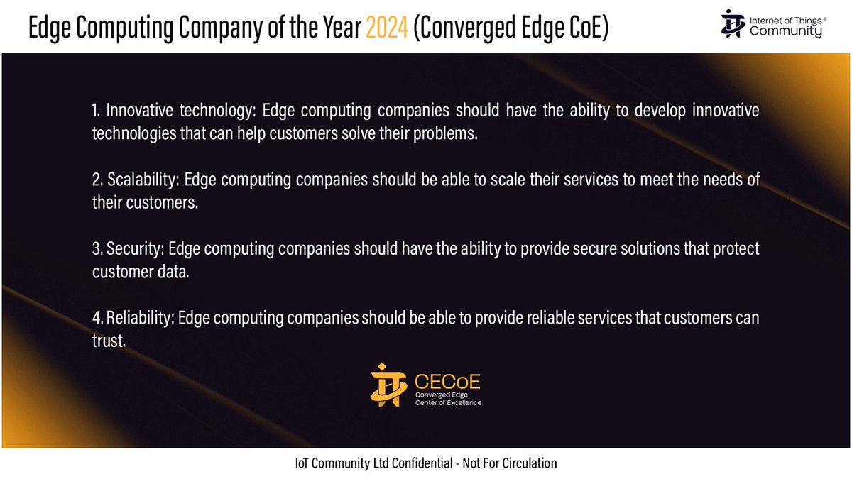 IoT Channel of @IoTCommunity® (@iotchannel) on Twitter photo The <a href="/IoTCommunity/">IoT Community®</a> is delighted to announce that the Edge Computing Company of the Year 2024 (Converged Edge CoE) IoT Slammys category is open for public nominations.
docs.google.com/forms/d/1DVrJx…
#IoTCommunity #IoTSlammys #IoTSlam #IoT #CEIoTCoE The <a href="/IoTCommunity/">IoT Community®</a> is delighted to announce that the Edge Computing Company of the Year 2024 (Converged Edge CoE) IoT Slammys category is open for public nominations.
docs.google.com/forms/d/1DVrJx…
#IoTCommunity #IoTSlammys #IoTSlam #IoT #CEIoTCoE