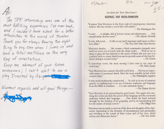 Found! inside  2nd-hand copy of Song of Solomon by Toni Morrison:

"Thank you for always knowing the right thing to say, even when I came in and had a total meltdown..."

bookdedications.co.uk/song-of-solomo…