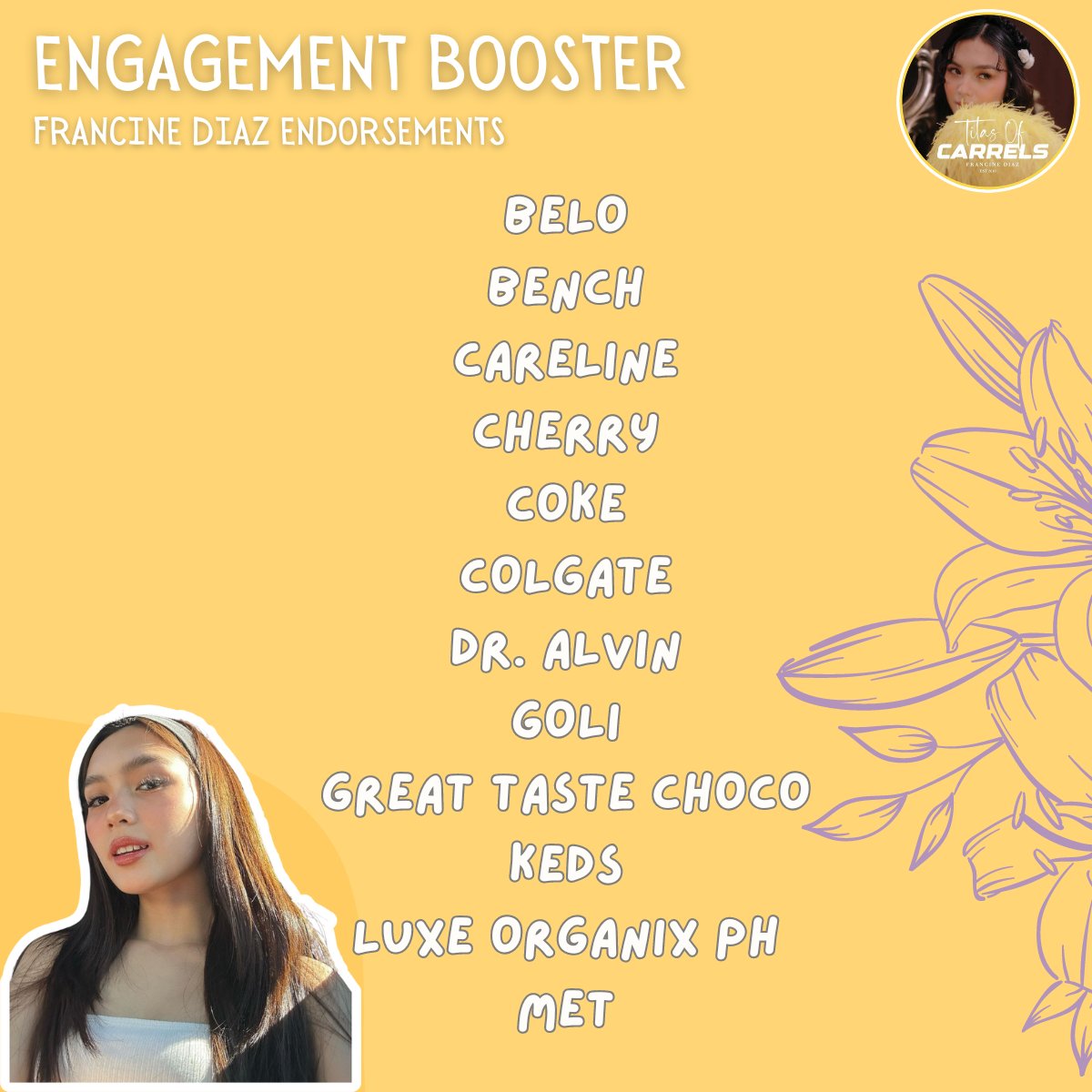 TitasOfCarrels's tweet photo. Hi everyone! Let's make our tag trend. Engage here, babies!

#RealPerfectionxFrancine https://t.co/j45SAfEQQ5
