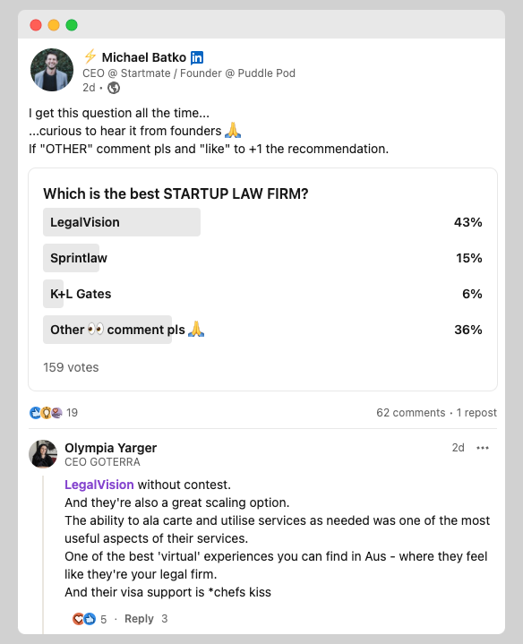 LegalVision tweet media