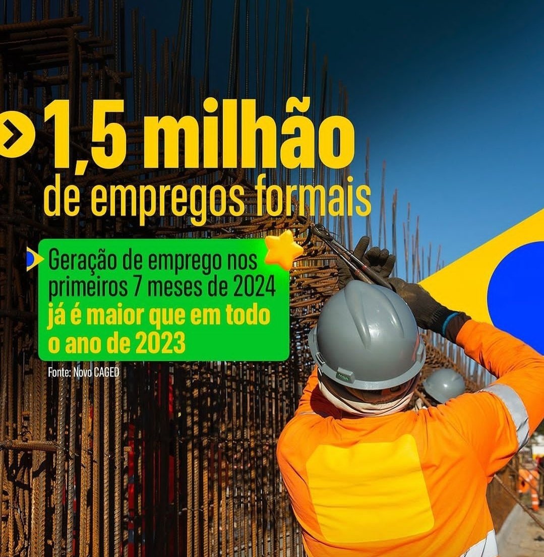 Em sete meses o governo Lula criou 1,5 milhões de empregos com carteira assinada. Mas tem gente empregada atacando o Lula que estava desempregado e aplaudia Bolsonaro.