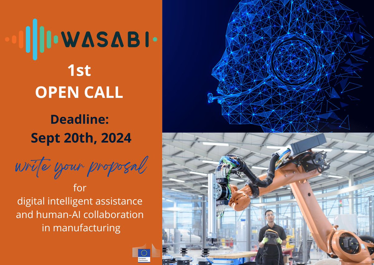 Wasabi EU Project (@wasabieuproject) on Twitter photo The <a href="/WasabiEUProject/">Wasabi EU Project</a>  1st #OpenCall for SMEs is giving the opportunity of  FINANCIAL SUPPORT to 10 SMEs of the #manufacturing sector.
Experiment Duration: 12 Months
Consortium Composition: 1 SME
Number of experiments: 10
Financial support: €125.000,00 (per experiment) The <a href="/WasabiEUProject/">Wasabi EU Project</a>  1st #OpenCall for SMEs is giving the opportunity of  FINANCIAL SUPPORT to 10 SMEs of the #manufacturing sector.
Experiment Duration: 12 Months
Consortium Composition: 1 SME
Number of experiments: 10
Financial support: €125.000,00 (per experiment)