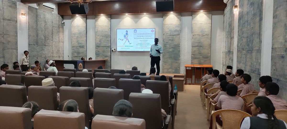 tnpm_chn's tweet photo. #NationalSportsDay2024  program was conducted by TN police museum as on august 29, at 11.00 am. we welcome all school children and all so our guest of honour MR.M.RAJA Regional senior manager sports development authority of Tamilnadu. his explained about the important of sports. https://t.co/RdrEiuersu