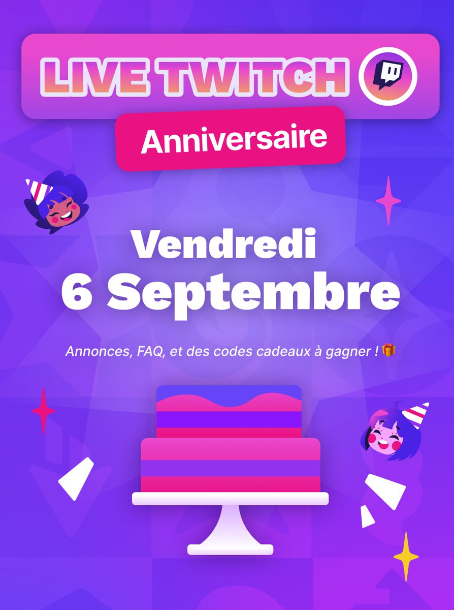 🚨 Tu veux tout savoir sur #StreamRunners et #StreamMates ?

Ne manque pas notre LIVE anniversaire le vendredi 6 septembre sur Twitch ! 🎉

Au programme : grosses annonces, FAQ, et des codes cadeaux à gagner ! 🎁

⏰ L'heure sera confirmée courant de la semaine prochaine
