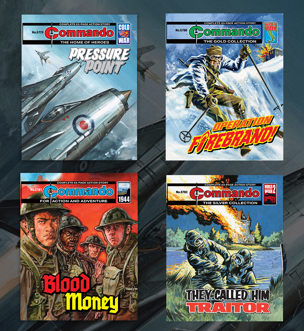 CommandoComic's tweet image. Out today! Commandos 5779-5782! Get yours in WHSmith, McColls and Easons stores OR online from eu1.hubs.ly/H0b2jQb0 - QM!