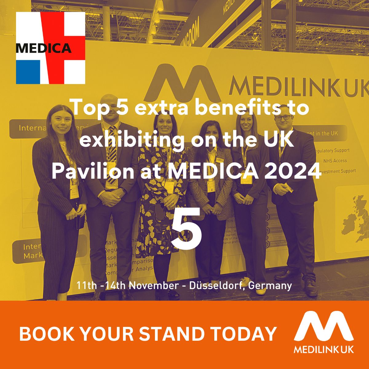Top 5 extra benefits to exhibiting at #MEDICA24 as part of the UK Pavilion with <a href="/MedilinkUK/">Medilink UK</a> Number 5. All exhibitors get Pre, During &amp; Post support from the Medilink team taking the stress out of exhibiting. Book a stand today international@medilink.co.uk medilink.co.uk/events/medica-…