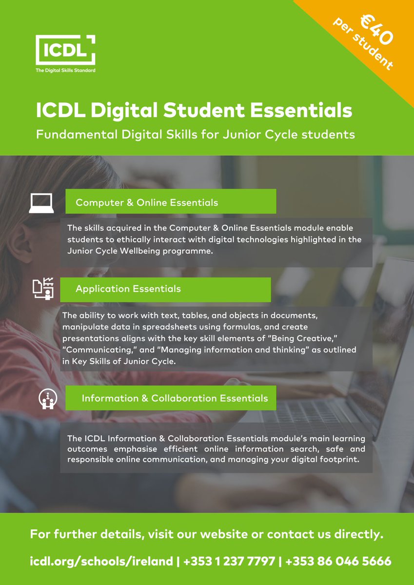 💸 Digital skills training starting at just €40 per student! Invest in their future with ICDL.
Learn more: icdl.org/schools
#AffordableLearning #DigitalSkills #ICDL