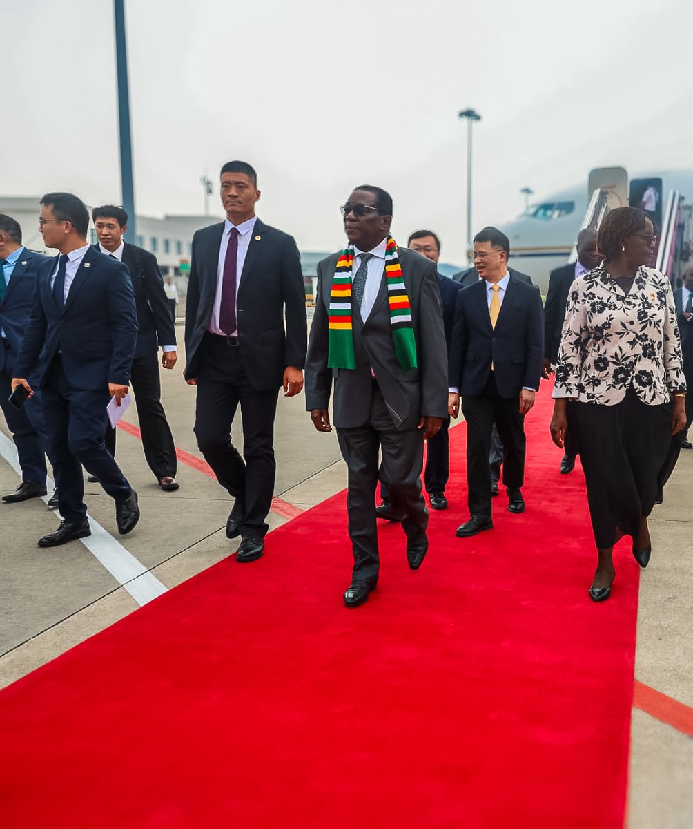 I have arrived in Shenzhen, China, for a state visit, marking another chapter in Zimbabwe's robust partnership with China. I look forward to engaging with our Chinese counterparts to further strengthen our economic and political ties. My journey will also take me to other
