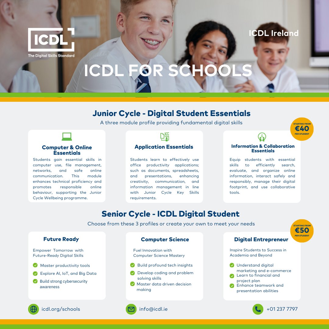 ⏳ Digital skills in as little as 10 weeks with ICDL Digital Student Essentials!
Learn more: icdl.org/schools
#ICDL #DigitalSkills #EdTech