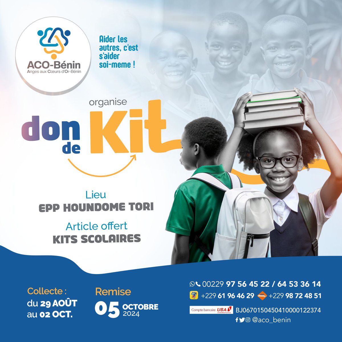 acobenin's tweet photo. Mobile Money: 
6⃣1⃣9⃣6⃣4⃣6⃣2⃣9⃣
9️⃣8️⃣7️⃣2️⃣4️⃣8️⃣5️⃣1️⃣

Compte bancaire UBA:  BJ0670150450410000122374

💛ACO-BENIN: aider les autres, c'est s'aider soi-même.💛 https://t.co/fMDNBuYAM7