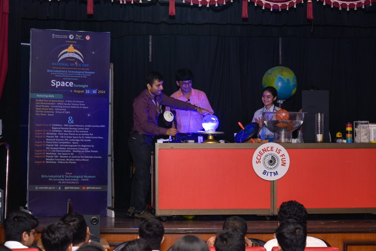 BITMKolkata's tweet image. #PopularTalk &apos;Weather on Earth&apos; by Shri Rabindra Goenka, Weather Ultima Bharat and #ScienceDemonstrationLecture &apos;Weather on Other Planets&apos; - at @BITMKolkata, a Unit of @ncsmgoi, @MinOfCultureGoI - on August 29, 2024.

#BetiBachaoBetiPadhao #NSpD2024 @isro