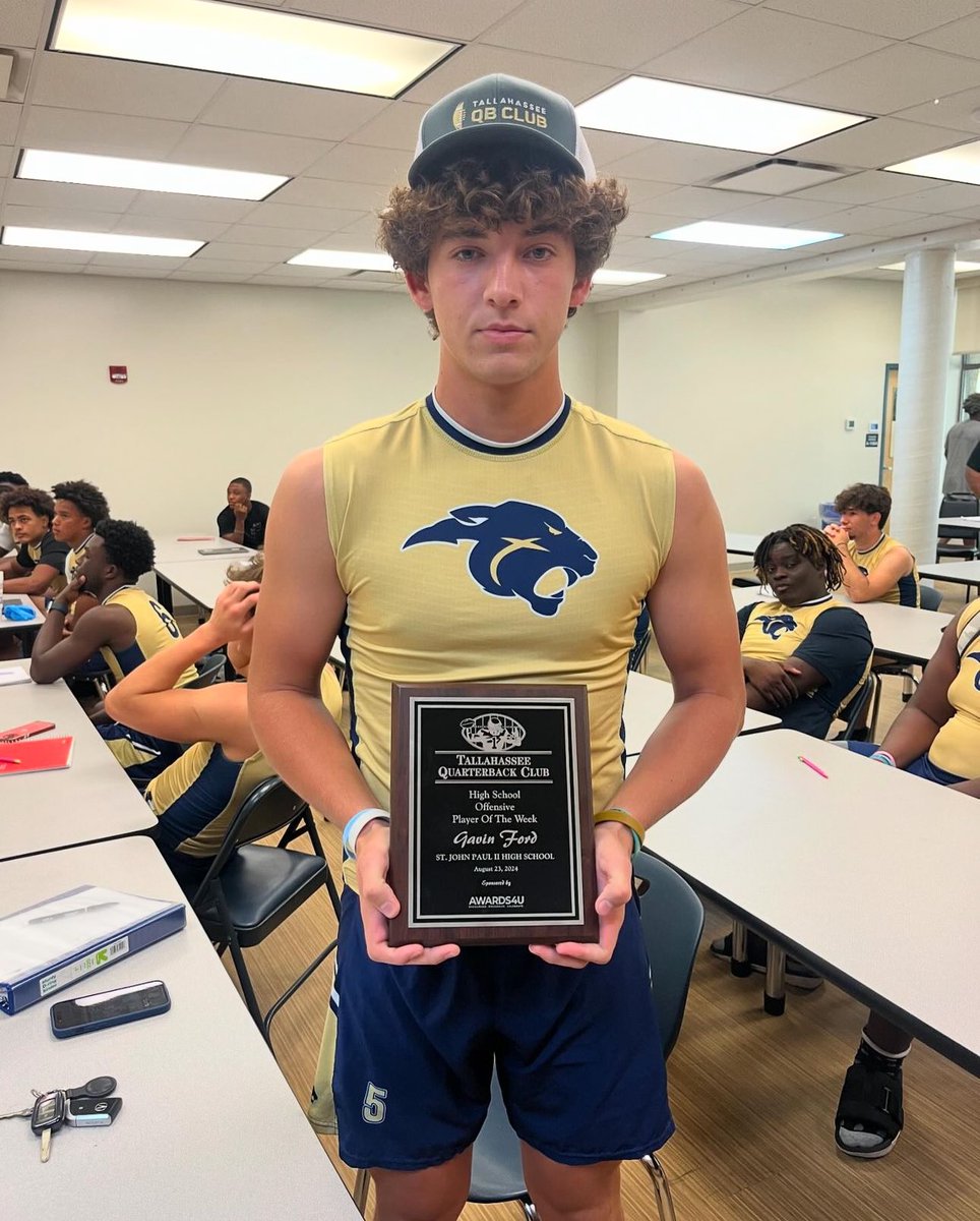 Coach Brad Deanda (@coach_bdeanda) on Twitter photo Congratulations to 2026 QB Gavin “G5” Ford on winning the <a href="/TQB_Club/">Tallahassee QB Club</a> Offensive Player of the Week #WeAreOne
G5 Stats:
16/23
274 Yards
3TDs Congratulations to 2026 QB Gavin “G5” Ford on winning the <a href="/TQB_Club/">Tallahassee QB Club</a> Offensive Player of the Week #WeAreOne
G5 Stats:
16/23
274 Yards
3TDs