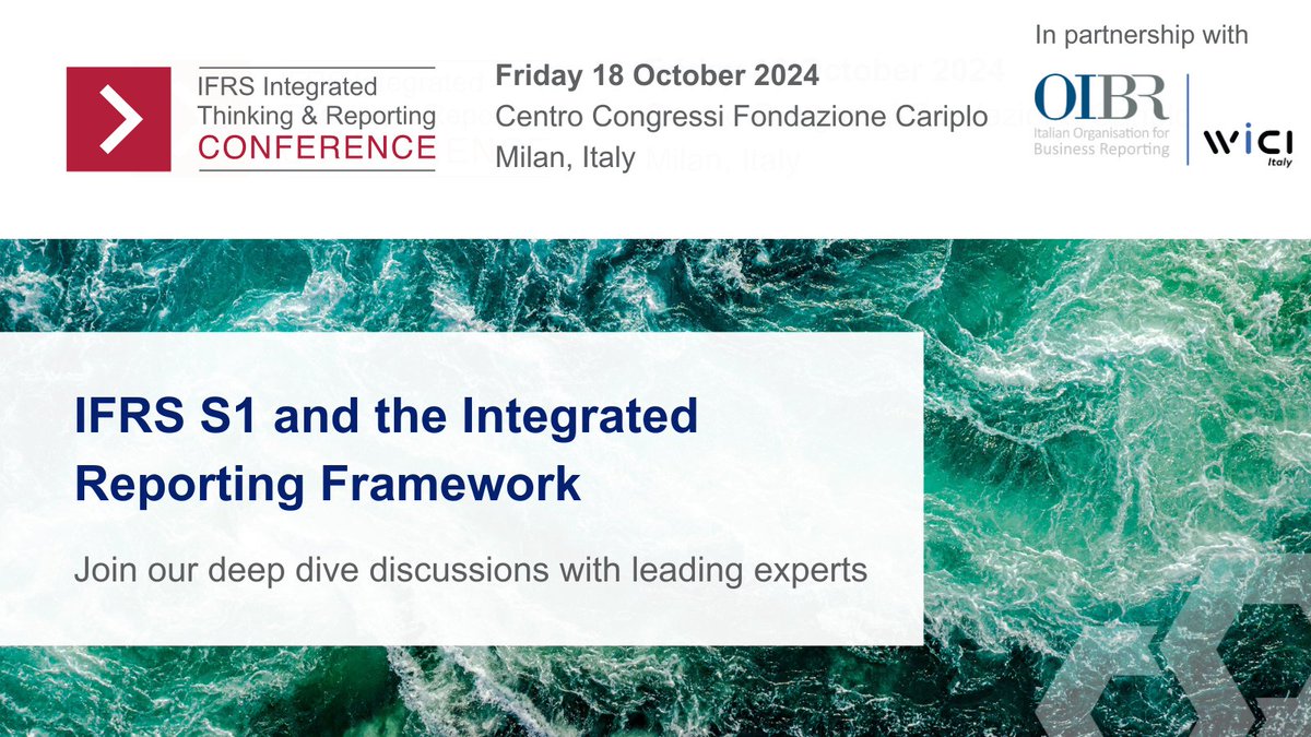 Hear more about the relationship between IFRS S1 and the Integrated Reporting Framework and how the Framework can help companies as they adopt IFRS S1 for the first time. 🎟️Register for IFRS Integrated Thinking &amp; Reporting Conference: ifrs.org/news-and-event…… #ITIRConference24