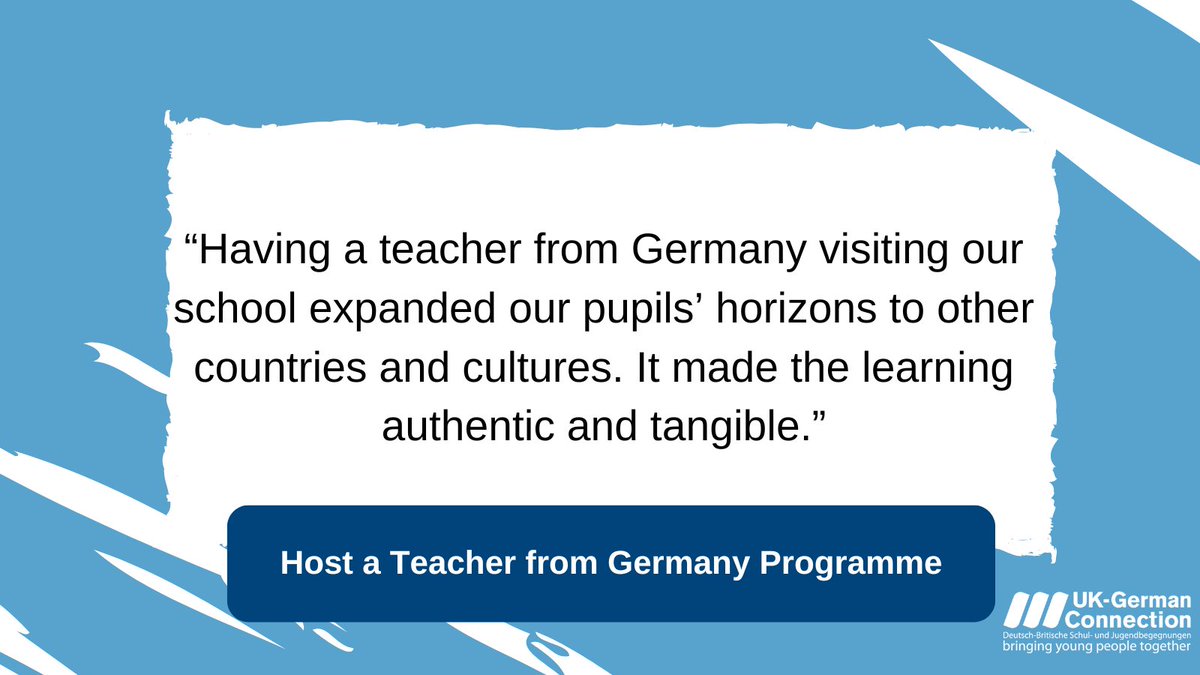 ukgconnection's tweet photo. Thinking about hosting a teacher from Germany this school year?
Join us at a Q&A session to find out how your school can get involved:
- Wednesday 18 September
- Monday 23 September
Register: https://t.co/zjeCNbpvIX
#MFLtwitterati #teachertwitter #UKedchat #schoolexchanges https://t.co/3A2RCSHKih
