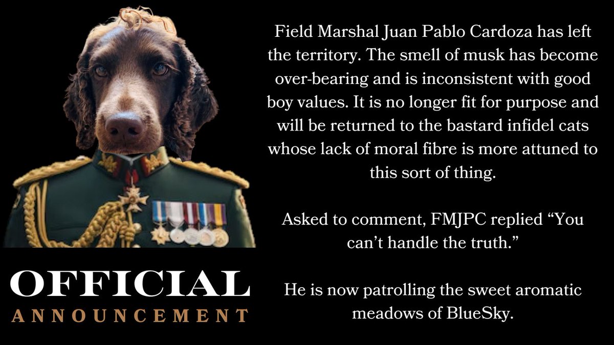 Field Marshal Juan Pablo Cardoza: Official Statement