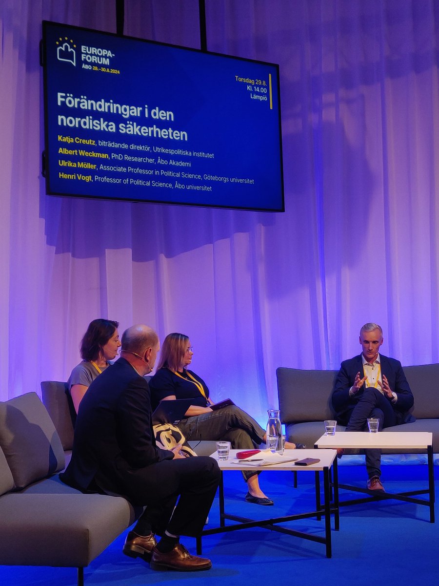 PhD Researcher Albert Weckman from Samforsk is discussing changes in Nordic security policy at #Europeforum #Eurooppafoorumi in #Turku. He points out that Finland wouldn't have become a NATO member without a strong support among the general public.