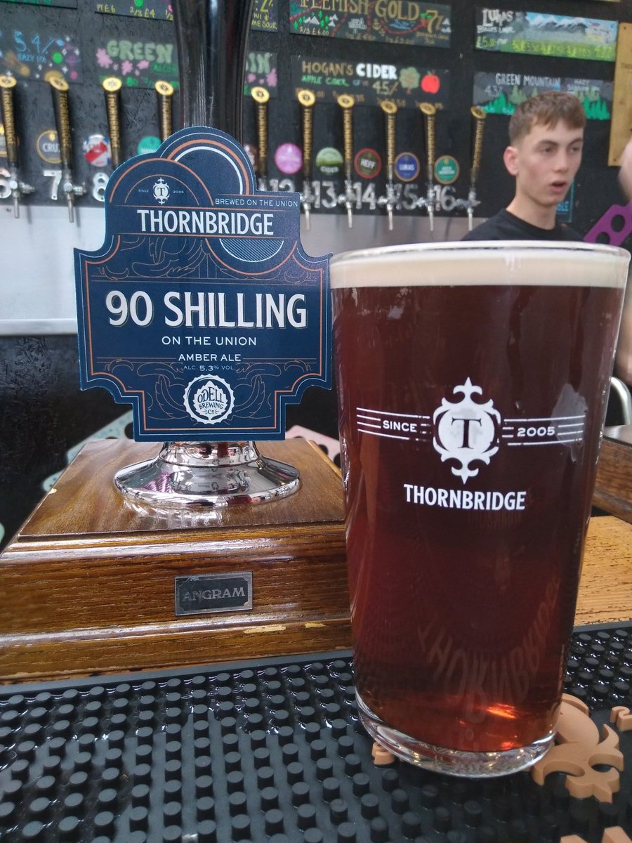 daveratkins's tweet photo. What a superb beer this @thornbridge x @OdellBrewing 90 Shilling is at the Thornbridge Tap. Complex malty dominannt, soft, smooth, full mouthfeel  , soft bitter finish. The Jaipur was top notch too. https://t.co/P92I2C66oP