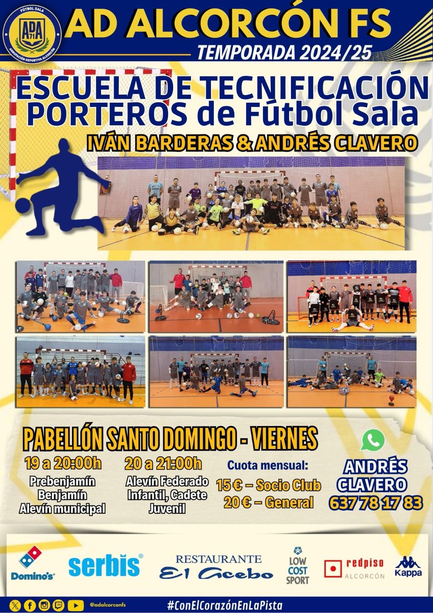 Hola, PORTER@S! 
¿Estáis listos? ¡Nosotros sí!  
Tras dos meses de vacaciones la <a href="/escporteroadafs/">Escuela Porter@s Ad Alcorcón FS</a> empieza el viernes 20 septiembre a parar balones.
Ya tenemos todo preparado para iniciar otra temporada más.
¡Si todavía no estás inscrito, Anímate y apúntate!
<a href="/ADAlcorconFS/">AD Alcorcón FS 2024 / 2025</a> 
⚽🙌🥅