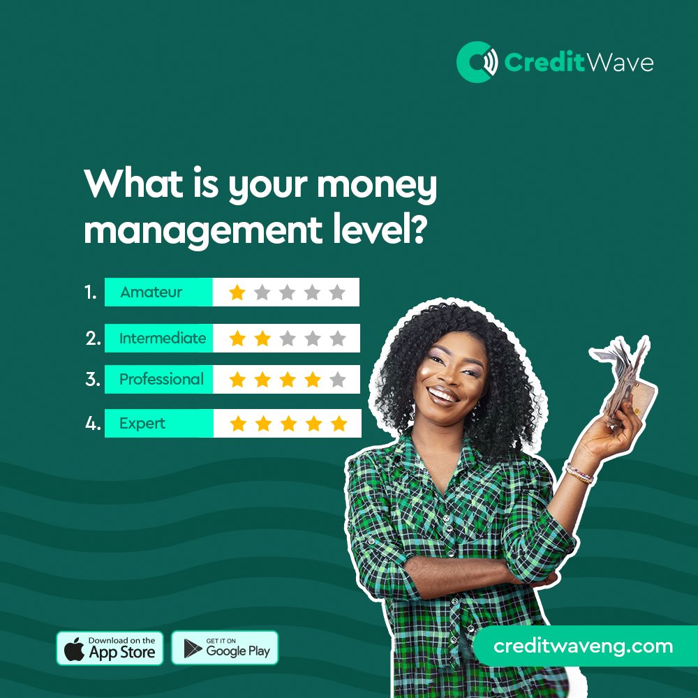 Which one are you? 👀💰 Drop a comment with your money management level: Amateur, Intermediate, Professional, or Expert! ⭐️ Let's see who’s leveling up their financial game! ⬇️💬 
.
.
.
#MoneyTalks #LevelUp #CreditWave