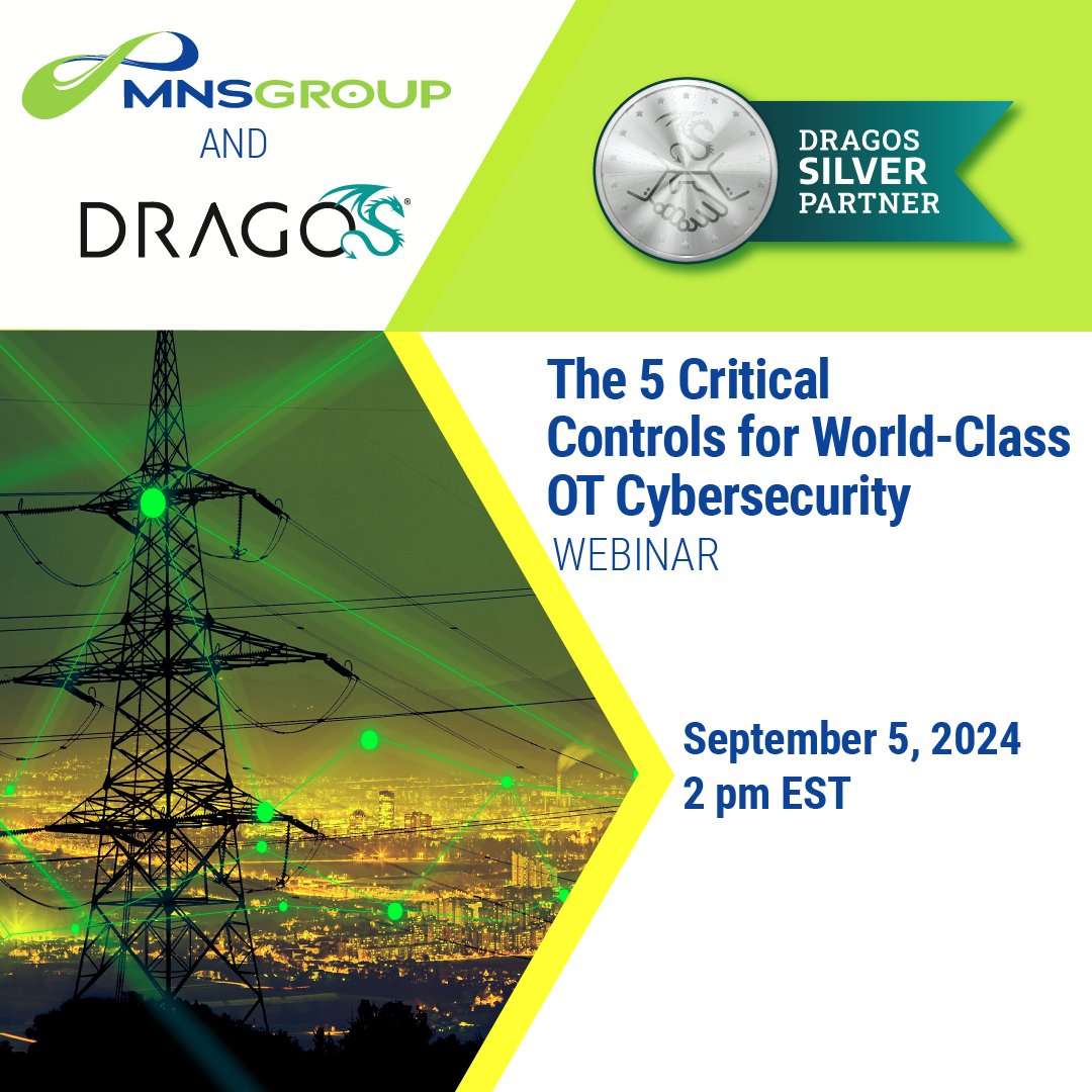 MNS_Group's tweet photo. We're proud to host Chuck Weissenborn, Public Sector CTO at Dragos, for a webinar on September 5th at 2 pm ET. Learn how five critical controls can form the backbone of a world-class OT cybersecurity program. 

Don’t wait—reserve your seat today! https://t.co/DFzzxBauCI https://t.co/PYoM2uWSz0