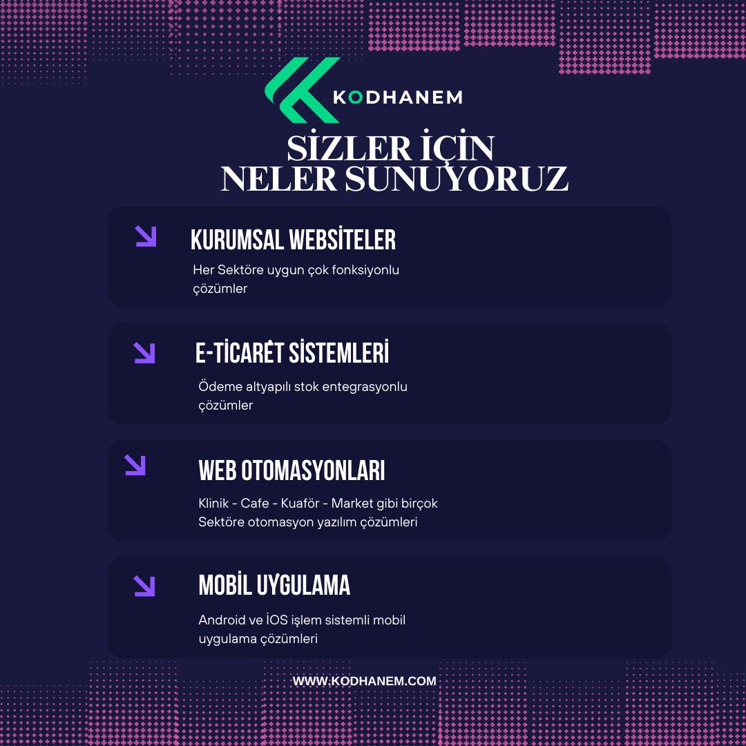 Kodhanemtech's tweet photo. 🌟 Kodhanem ile Dijital Dönüşüm Yolculuğuna Çıkın! 🌐
Kurumsal web siteleri, web otomasyonları, e-ticaret çözümleri ve mobil uygulama geliştirme hizmetlerimizle işinizi dijital dünyada bir adım öne taşıyoruz! 
📧 İletişim info@kodhanem.com
🌐 Web https://t.co/L7vrGvLebv
#kodlama https://t.co/h9ZUGCodZ9