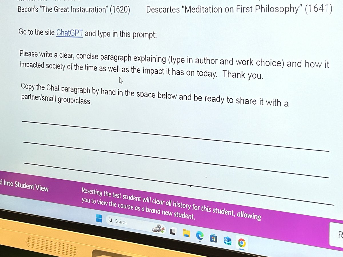 11th grade English learning about the importance of Prompt Engineering.  Great Job Mrs. Hanlon embracing this resource.