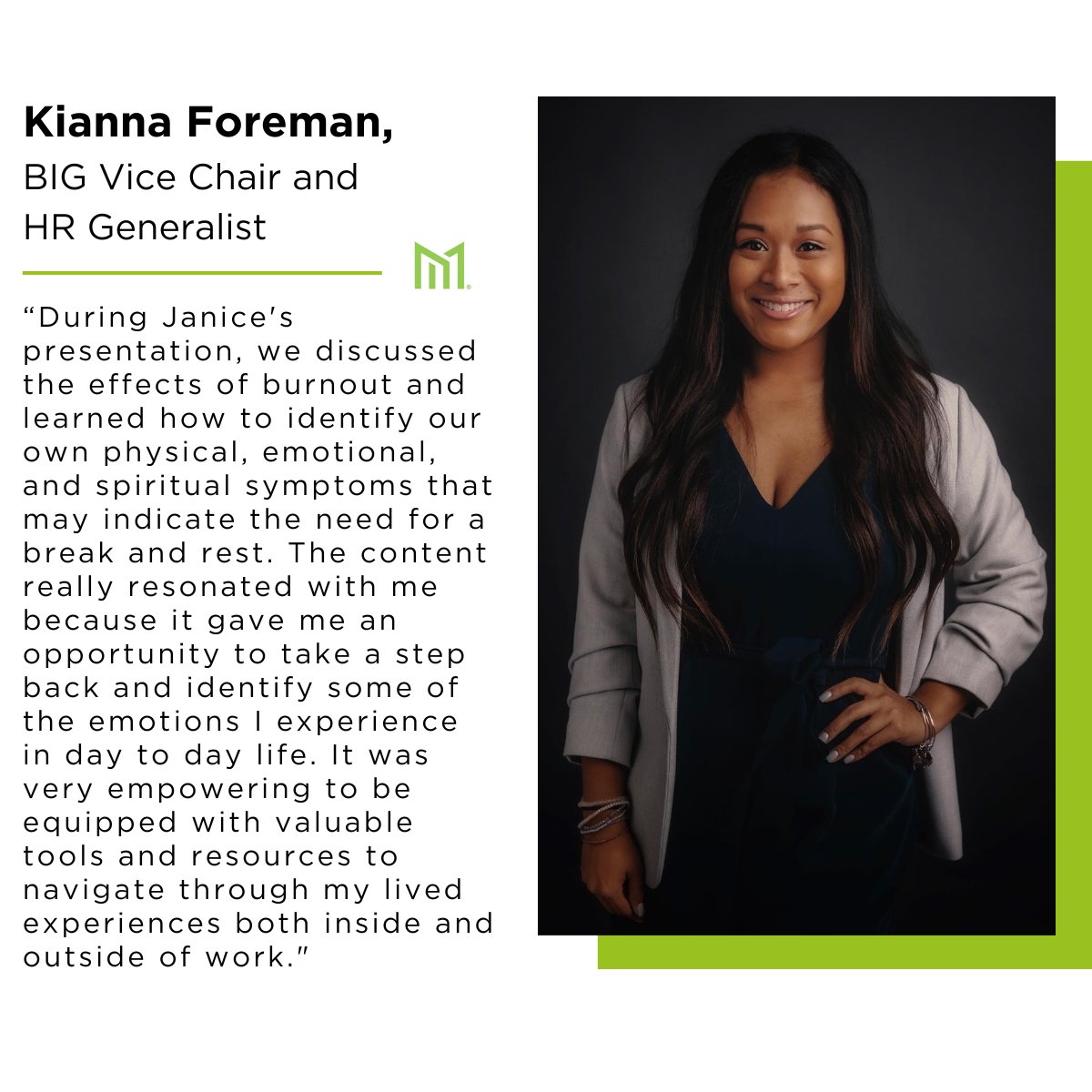 BIG, Black Inclusion Group at Masonite hosted guest speaker Janice Toussaint, LMHC to highlight the importance of holistic well-being during National Wellness Month. Kianna F. HR Generalist and BIG Vice Chair, shares her key takeaways from the talk on holistic well-being.
