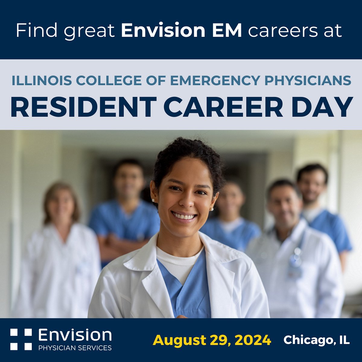 Envision_Cares's tweet image. Join our #EmergencyMedicine leaders and recruiters today at #ICEP Resident Career Day to see why EM #physicians choose Envision. Our clinician-led group understands what it takes to build a great EM career, and we make sure you get it. Learn more: 
nuvi.me/qfu5bx