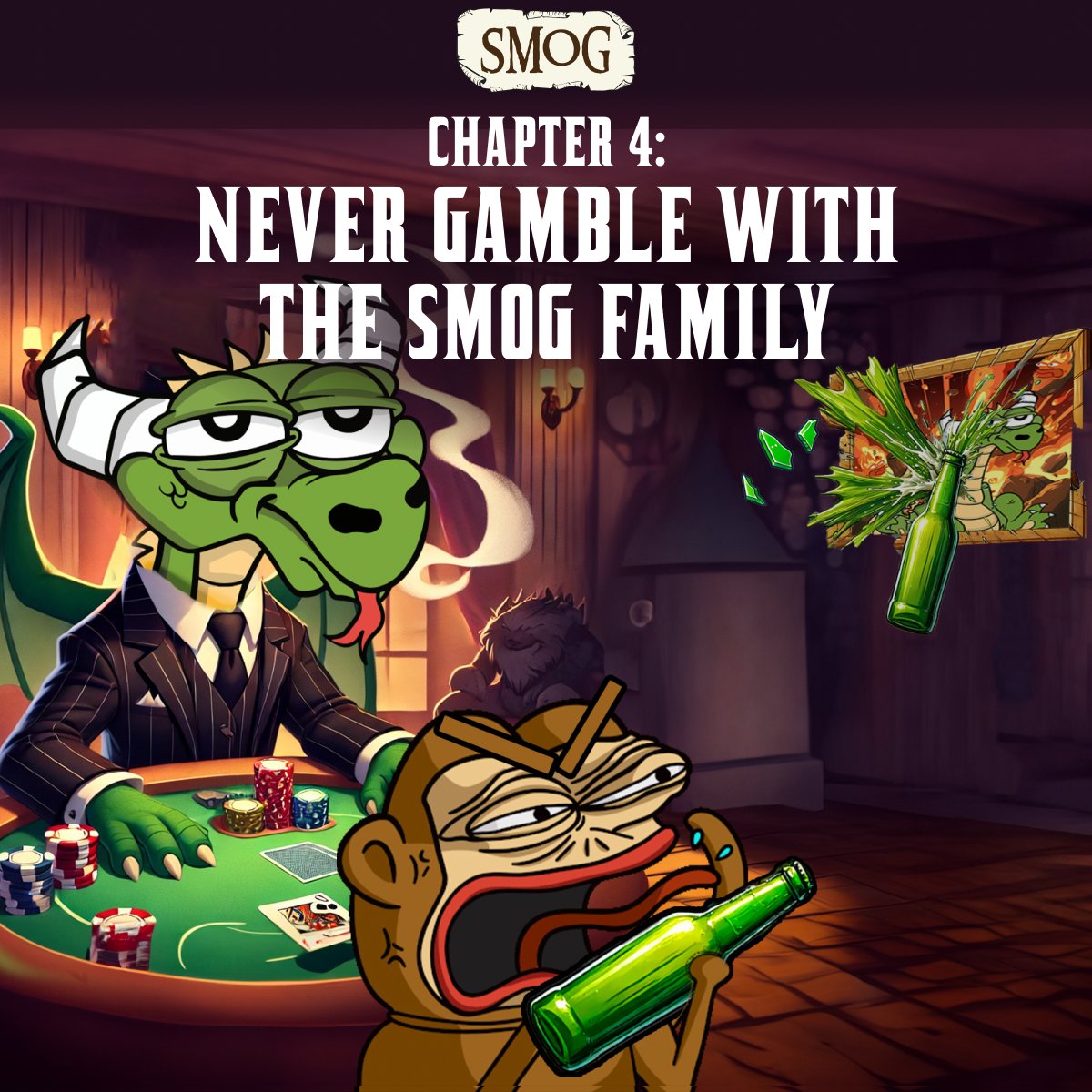 SMOGToken's tweet photo. Chapter 4 - Never Gamble with the #SMOG Family 🎲🐉

Next on the hit list? #PONKE! 🐵

This degenerate gambler thought he could run up tabs and skip out on his debts at the $SMOG Family’s Casinos. 🎰💸

No one disrespects the family this way and gets away with it. 🃏😤 https://t.co/aRnQRmykDz