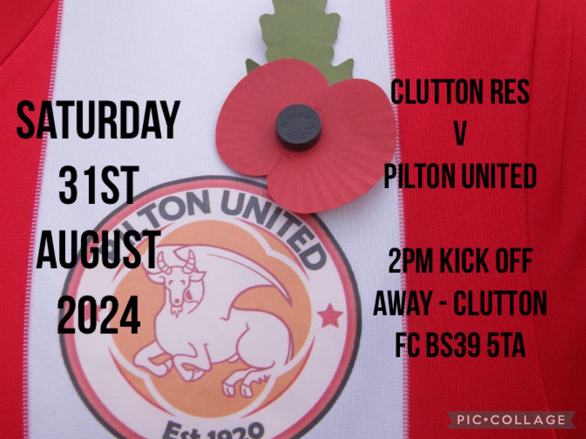 ⚽️ FOOTBALL THIS WEEKEND ⚽️

FIRST LEAGUE GAMES OF THE 2024/2025 SEASON &amp; OUR BRAND NEW VETS TEAM

Pilton United 

🆚 Clutton Reserves  
🏆 League
📆 Saturday 31st August 2024
⏰ 2pm Kick Off
🏟 Away - Clutton Football Club BS39 5TA

⚽️🔴⚫️⚽️