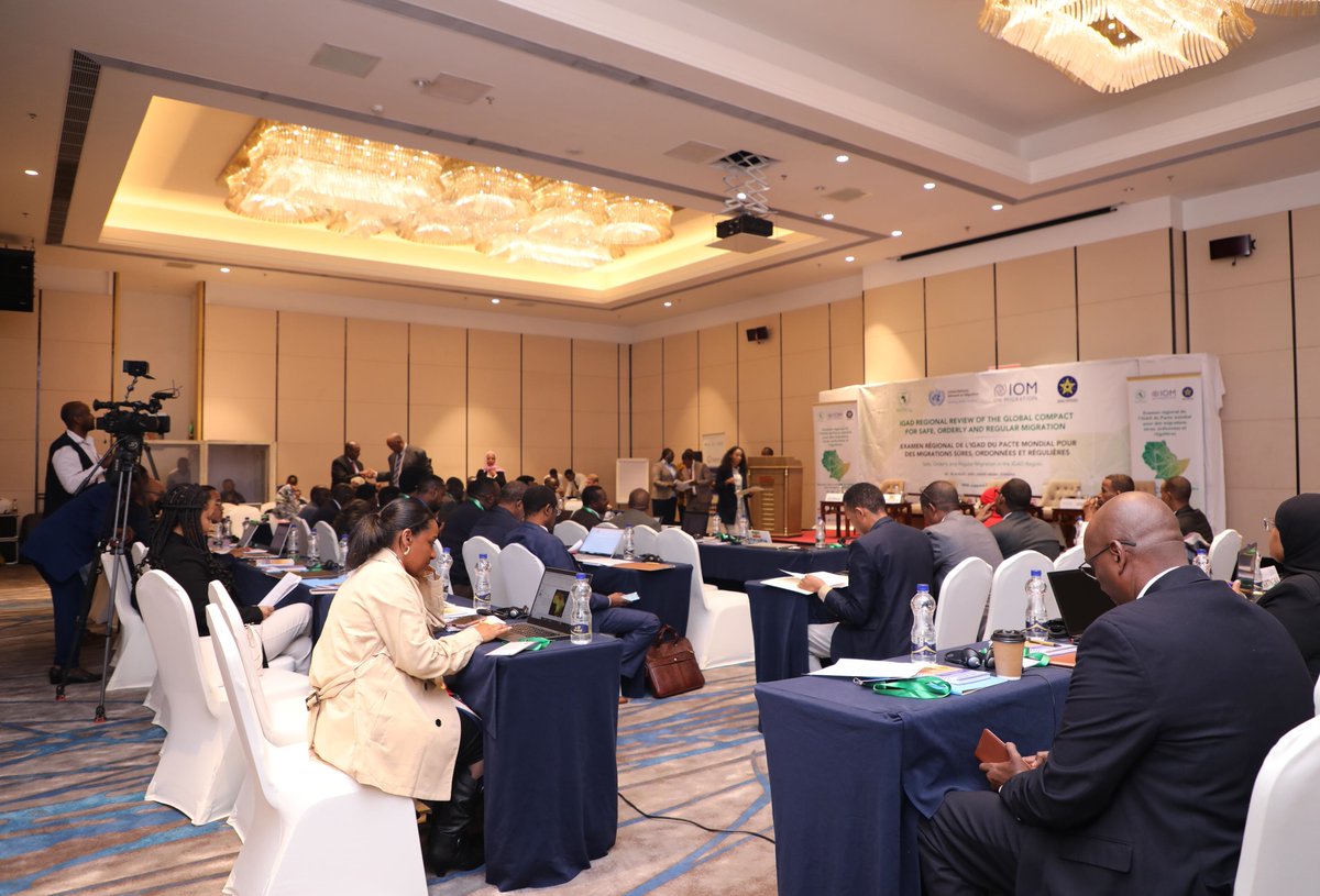 IGADHealthS's tweet photo. #IGADMigration #GlobalCompact4Migration The opening Ceremony of the IGAD Regional Review of the Global Compact meeting for Safe, Orderly and Regular Migration, in Addis Ababa, Ethiopia.
"IOM is committed to supporting its Member States in the implementation of their GCM commitments.
IOM has supported the draft of the Kenya GCM implementation plan last year and together with the European Union, IOM will support the GCM implementation plans in Djibouti, Ethiopia, Somalia and Uganda, with the hope to extend the support to all IGAD member states in coordination with IGAD.
We look forward to working with all partners, the UN system, the African Union Commission, IGAD and the Economic Commission for Africa in the lead up to the next regional review 2024 and the International Migration Review Forum in 2026."
Remarks, by Dr. Abdi Hersi, @Ahersi2A Senior Regional policy liaison office, IOM.
#GlobalCompact4Migration @IOMRONairobi
@DjiboutiIom @IOMEthiopia @giz_gmbh @EU_Partnerships @WorldBank
@UNmigration