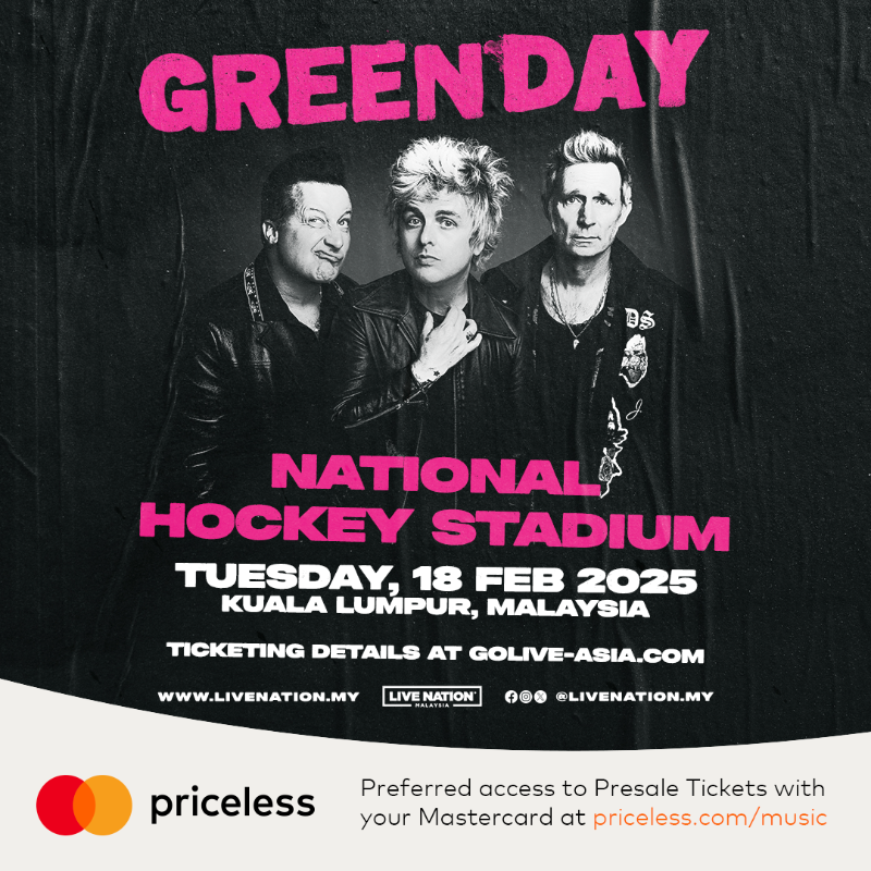 livenationmy's tweet photo. Enjoy preferred access to Mastercard presale tickets to see 𝗚𝗥𝗘𝗘𝗡 𝗗𝗔𝗬 𝗜𝗡 𝗞𝗨𝗔𝗟𝗔 𝗟𝗨𝗠𝗣𝗨𝗥, only with your Mastercard. Presale starts Tues, 24 Sept 10am.

Visit https://t.co/g79TMJaDiA to find out more.

#GreenDay #LiveNationMY #GreenDayKL #MastercardMY #priceless