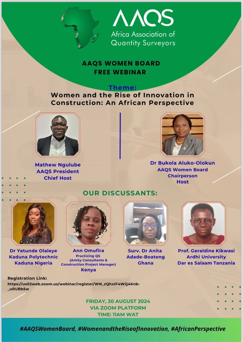 Women and the Rise of Innovation in Construction: an African perspective 

FREE WEBINAR

us02web.zoom.us/webinar/regist…