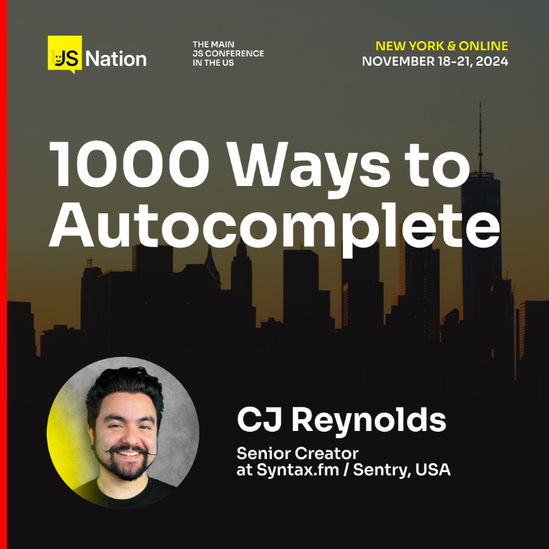 thejsnation's tweet photo. Explore the first topics for @thejsnation US! Get insights from the experts shaping  JS’s future🚀

Don’t miss talks by @addyosmani, @stoyanstefanov, @CodingGarden, @littledan, @kosamari, @NicholasLYang, and 40+ more exciting sessions🪐

📅 Nov 18 &amp; 21, 2024
📍 New York &amp; Online