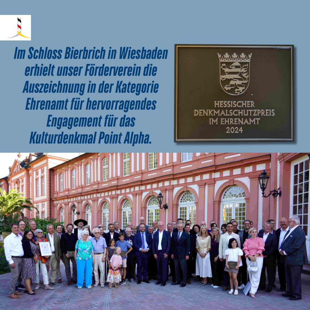 Point Alpha Stiftung (@_pointalpha) on Twitter photo 🏆 Der Förderverein Point Alpha e.V. erhält den Hessischen Denkmalschutzpreis 2024! Ein großes Dankeschön an alle, die für den Erhalt unseres kulturellen Erbes einsetzen.
#Denkmalschutz #PointAlpha #DeinEhrenamt #Hessen
<a href="/HMWK_Hessen/">HMWK Hessen</a> <a href="/LOTTOHes_Presse/">LOTTO Hessen Presse</a> 🏆 Der Förderverein Point Alpha e.V. erhält den Hessischen Denkmalschutzpreis 2024! Ein großes Dankeschön an alle, die für den Erhalt unseres kulturellen Erbes einsetzen.
#Denkmalschutz #PointAlpha #DeinEhrenamt #Hessen
<a href="/HMWK_Hessen/">HMWK Hessen</a> <a href="/LOTTOHes_Presse/">LOTTO Hessen Presse</a>