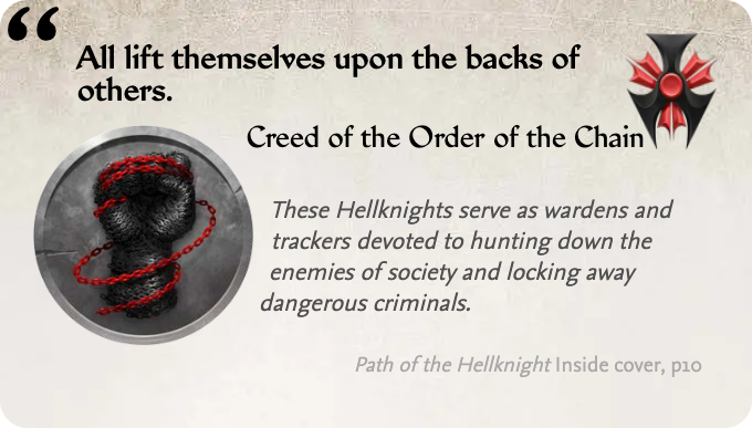 GolarionToday's tweet photo. Quote: All lift themselves upon the backs of others.
https://t.co/NUPeeAvIec
#OrderOfTheChain #Hellknight #CitadelGheradesca https://t.co/fSUauToXOi