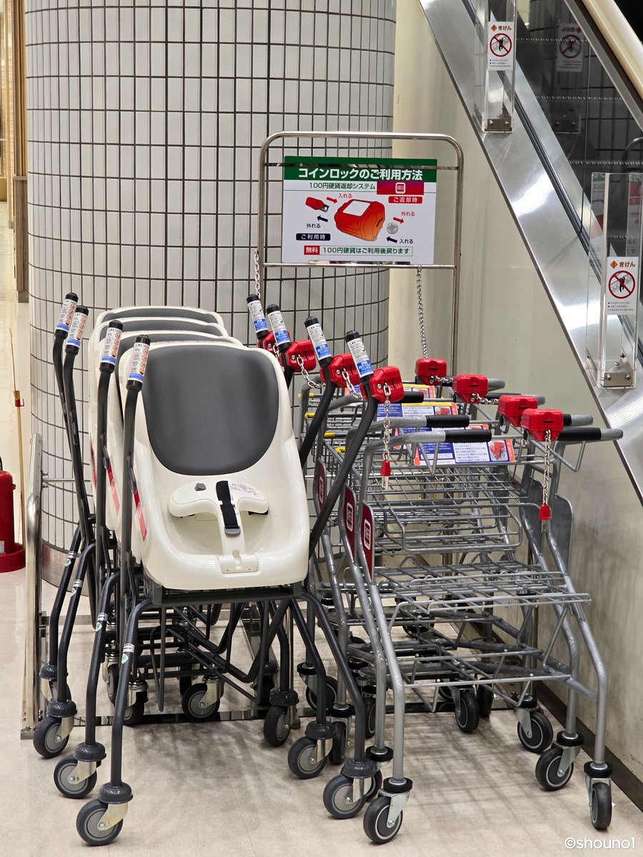 ロピア専用の100円返却式のショッピングカートが すでに置かれていました。