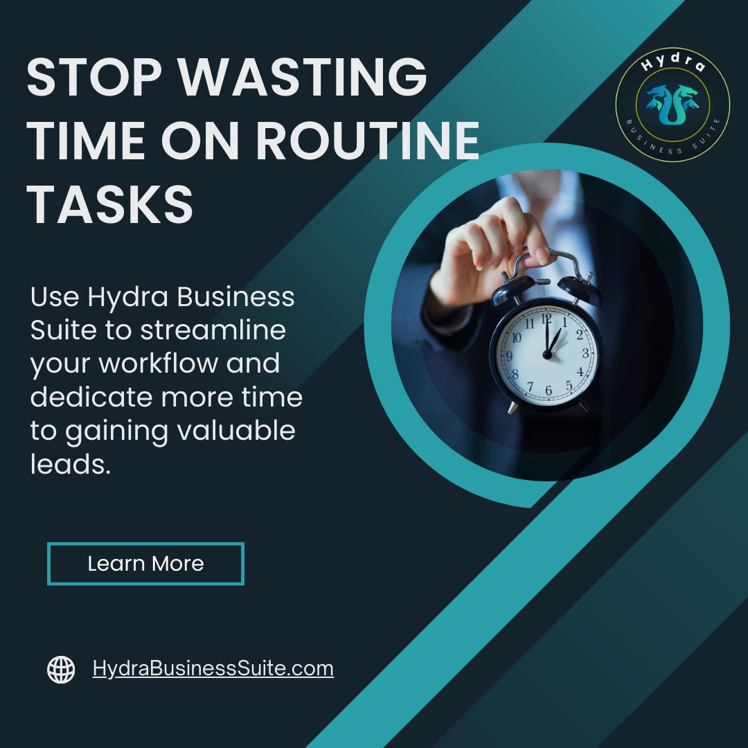 WallyCarmichael's tweet image. Routine tasks are the kryptonite of productivity. 🚀 Use Hydra Business Suite to turn those hours into new leads. #MakeTimeCount