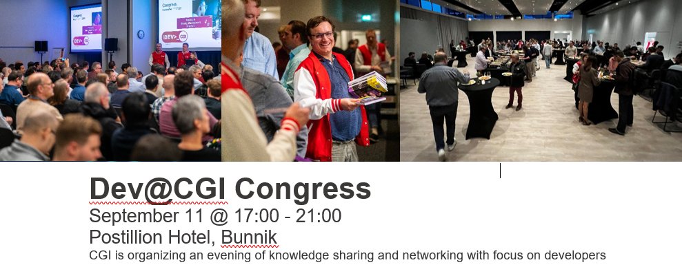 dev_at_CGI's tweet image. Have you heard about the Dev@CGI Congress on September 11th? It&apos;s an evening filled with knowledge sharing and networking, specifically aimed at developers. Register on this webpage and make sure you&apos;re there!  cgi.com/nl/nl/evenemen…